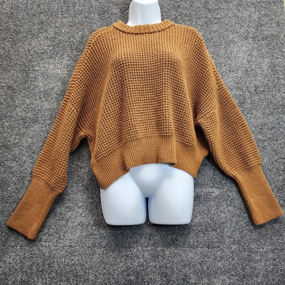 Pilcro Sweaters - Pilcro Waffle Knit Cropped Sweater Women M Boho Cottagecore Cozy Oversized Fall